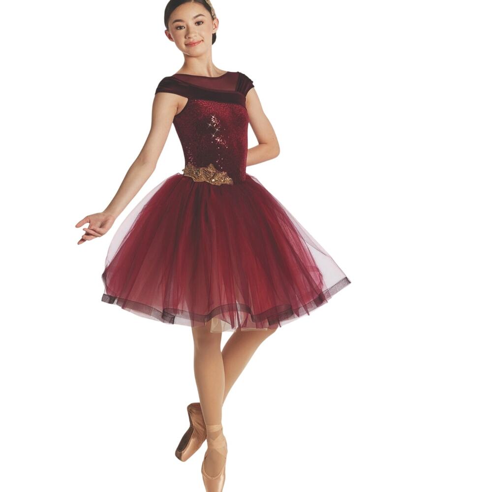 NEW Weissman Burgundy City Of Stars Deglas TutuRemovable Appliqué Girls 14 or LC